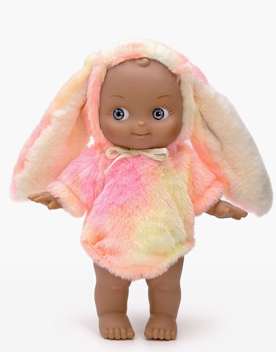 Maïa Mini Pancha Doll with Pink Rainbow Bunny Outfit – Minikane