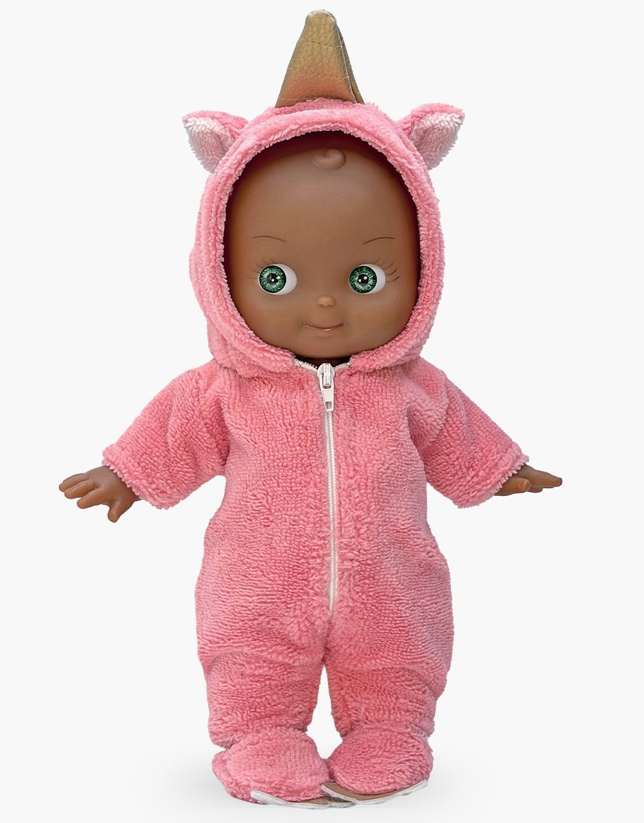 Prunelle Mini Pancha doll pink terry unicorn outfit