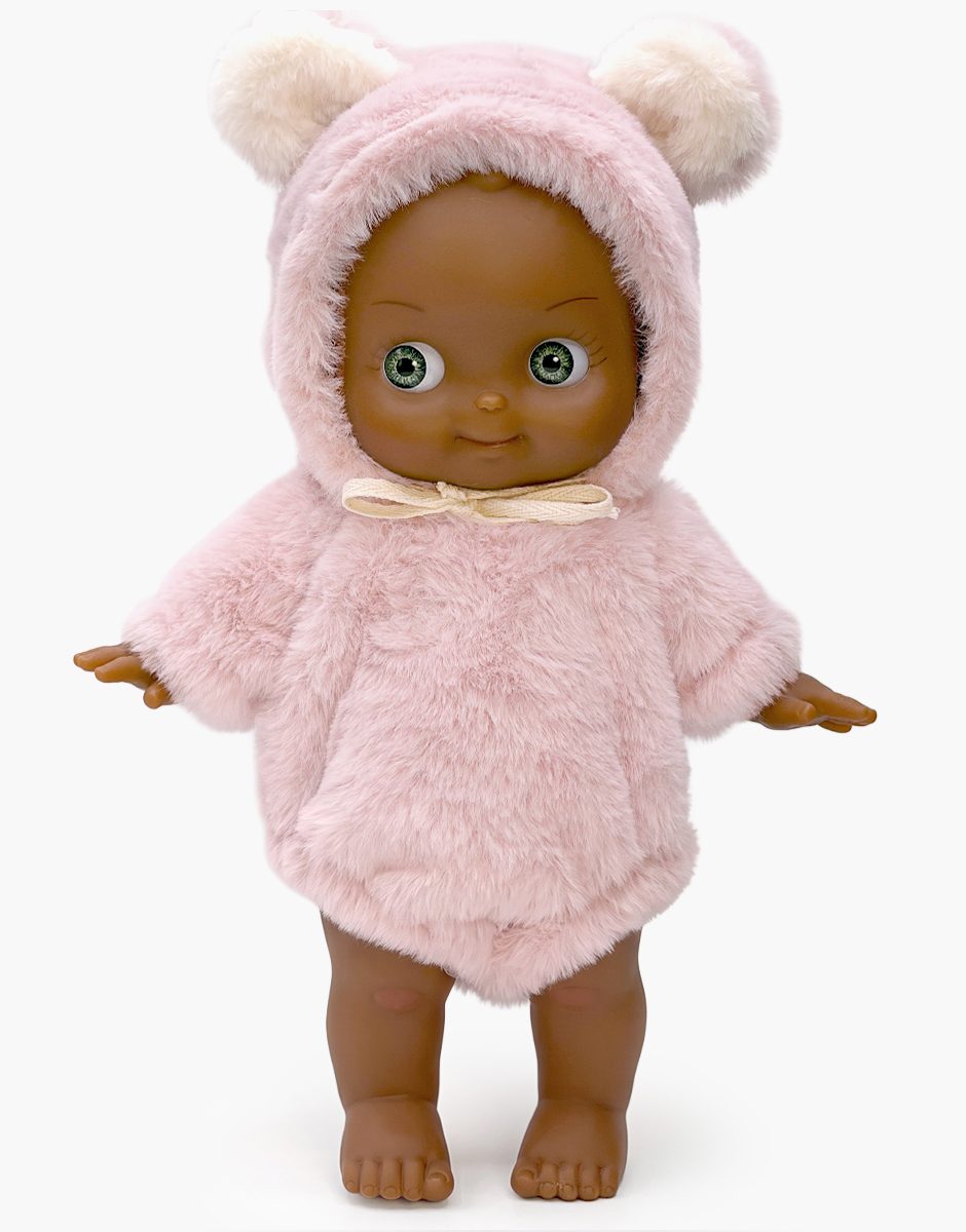 Prunelle Mini Pancha Doll with Pink Bear Outfit – Minikane