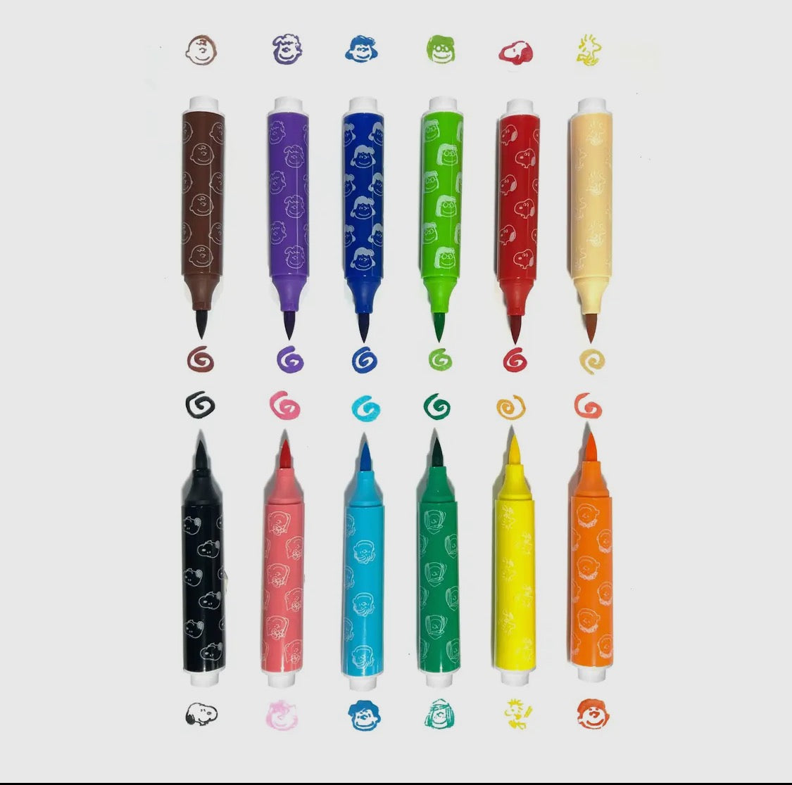 OOLY X Peanuts: Double-Ended Brush & Stamp Markers - Set of 6