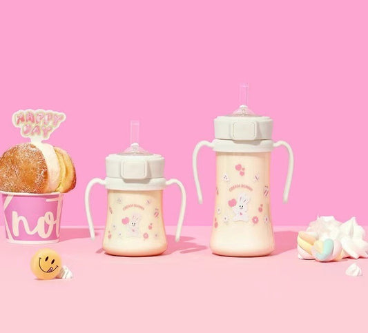 Cream Bunny Straw Cup