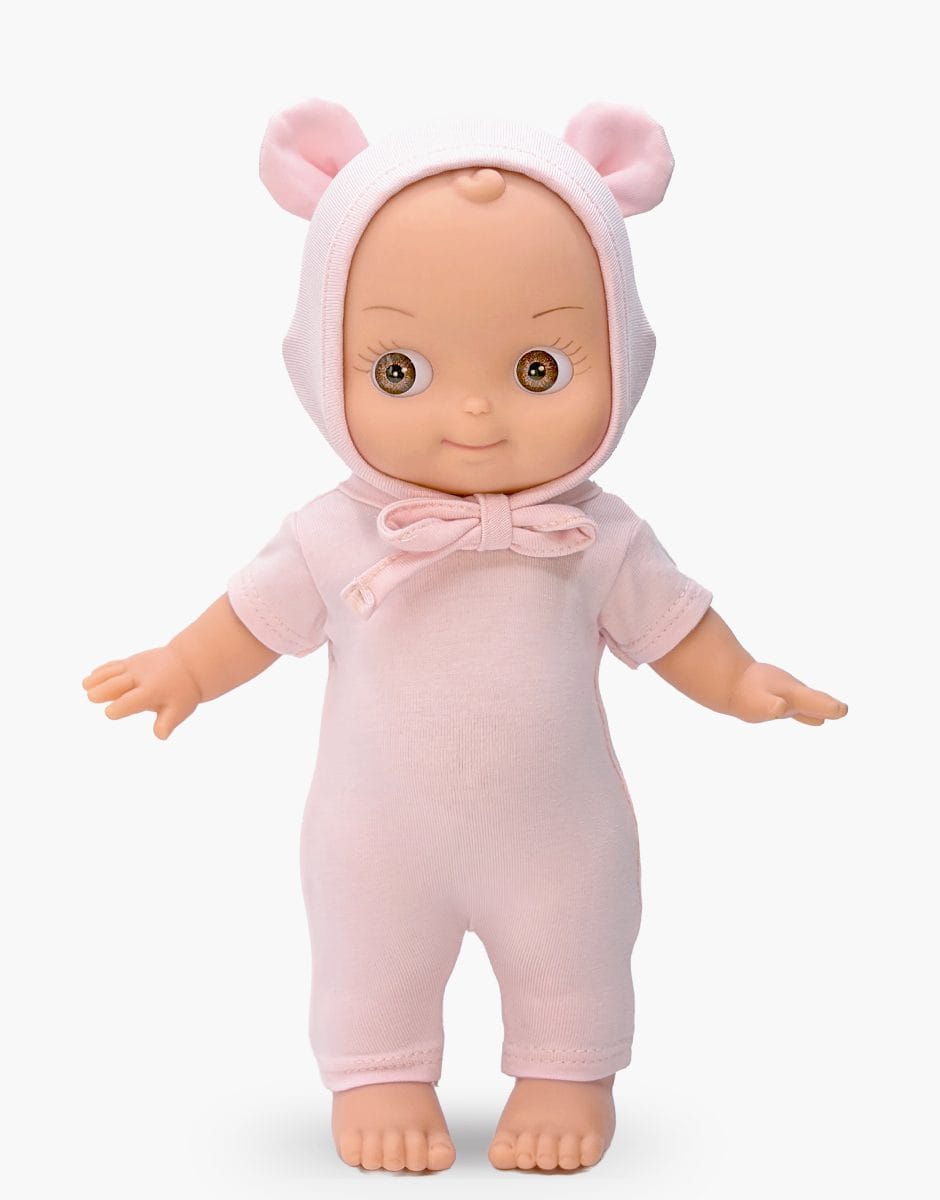 Ninon Mini Pancha doll in pink mouse set by Minikane