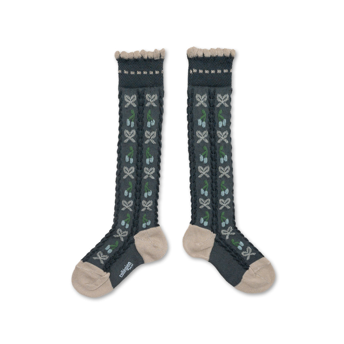 Collégien Cerise Cherries and Bows Knee-High Socks – Pierre de Volvic