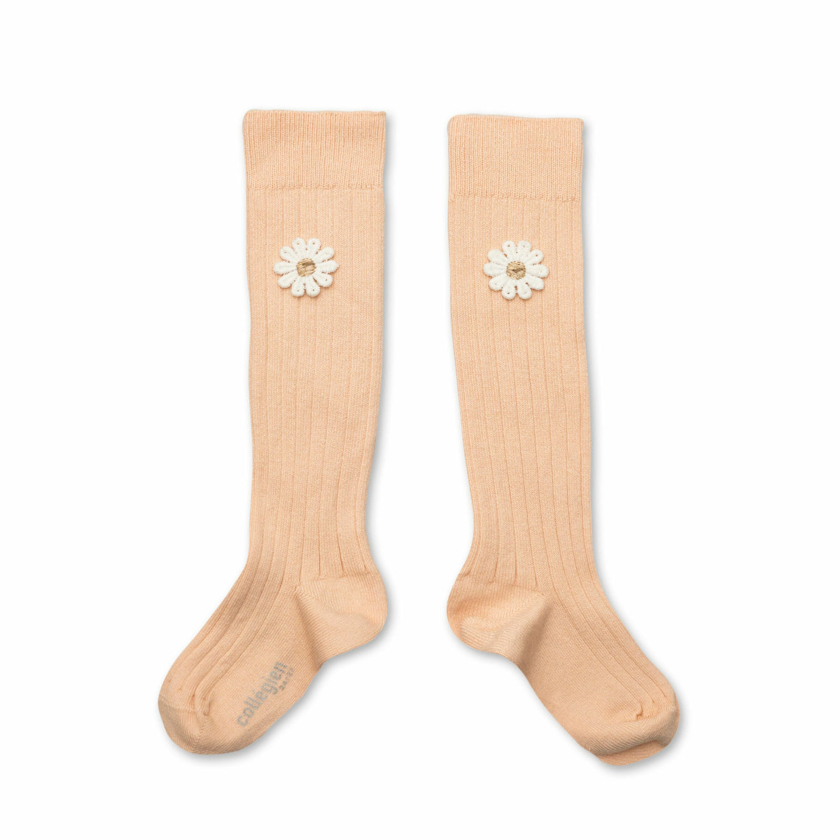 Collégien Valentine Ribbed Knee-High Socks with Daisy – Sorbet