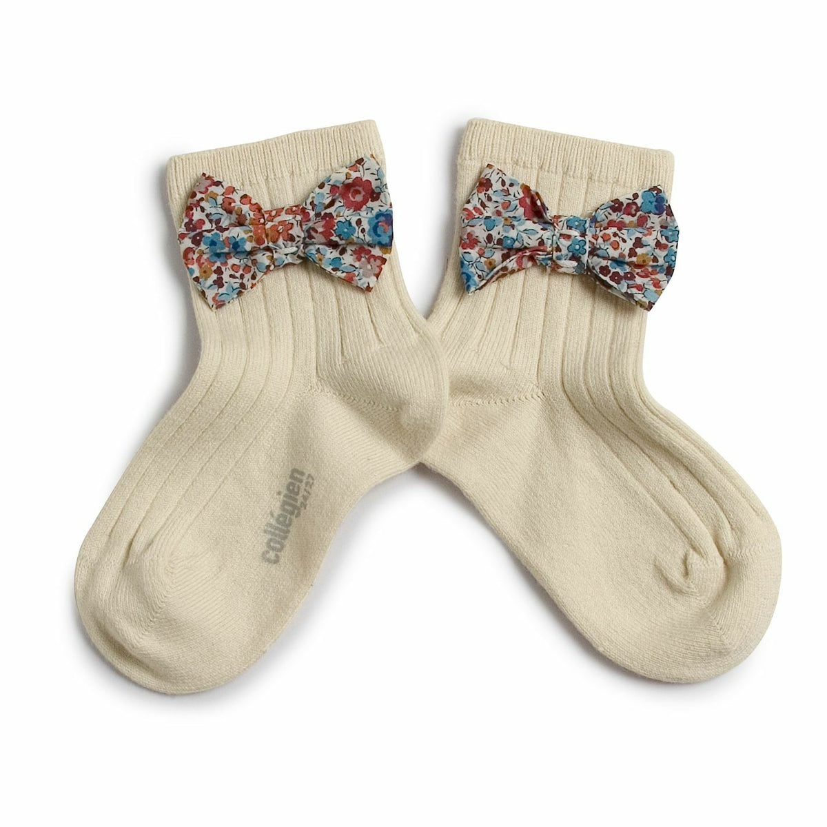Collégien Béatrice Ribbed Ankle Socks with Liberty Bow – Doux Agneaux