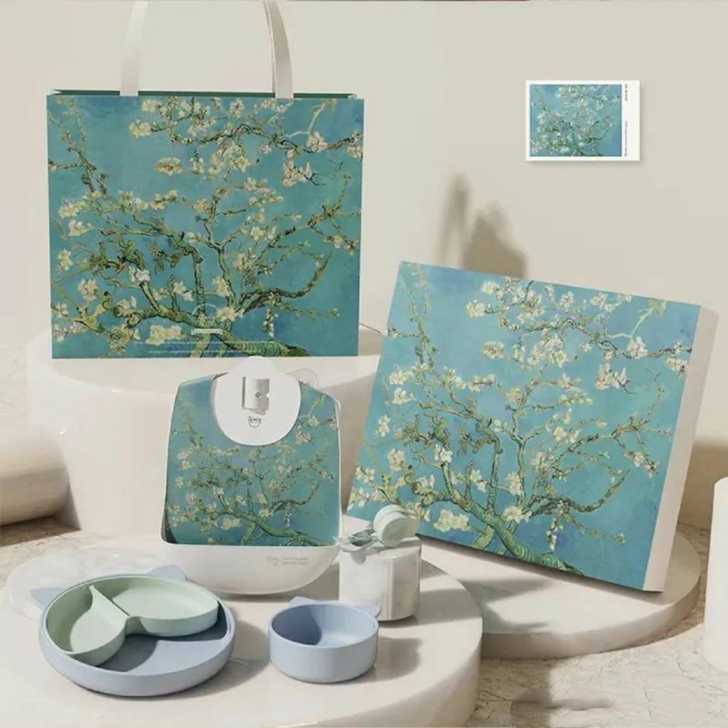 Qlittle Baby Tableware Gift Box Van Gogh Blooming Apricot Trees