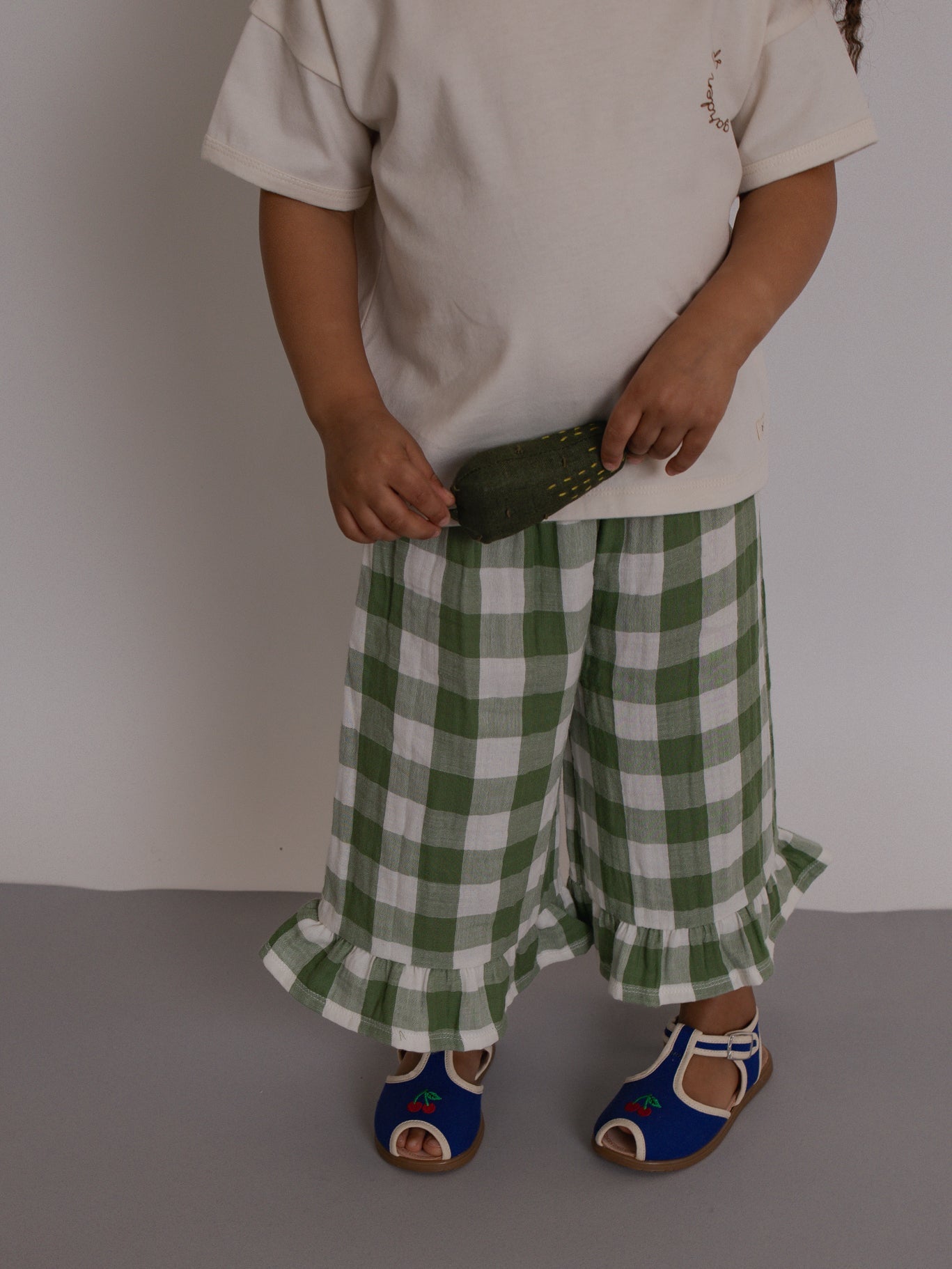 Organic Zoo Dill Gingham Frill Culottes for Kids