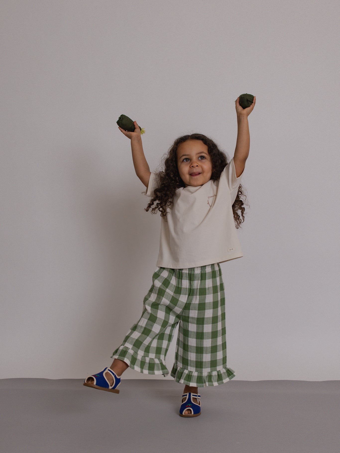 Organic Zoo Dill Gingham Frill Culottes for Kids