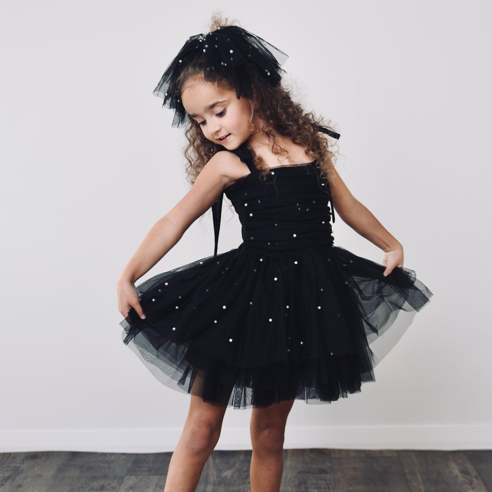 DOLLY by Le Petit Tom Pearl Tulle Ballerina Dress - Black for Girls – Dolly by Le Petit Tom (image 4)