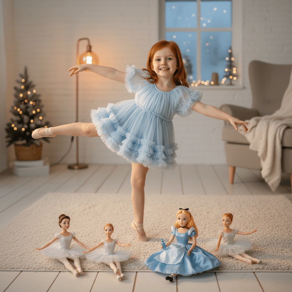 DOLLY by Le Petit Tom Frilly Dress - Light Blue for Girls – Dolly by Le Petit Tom (image 2)