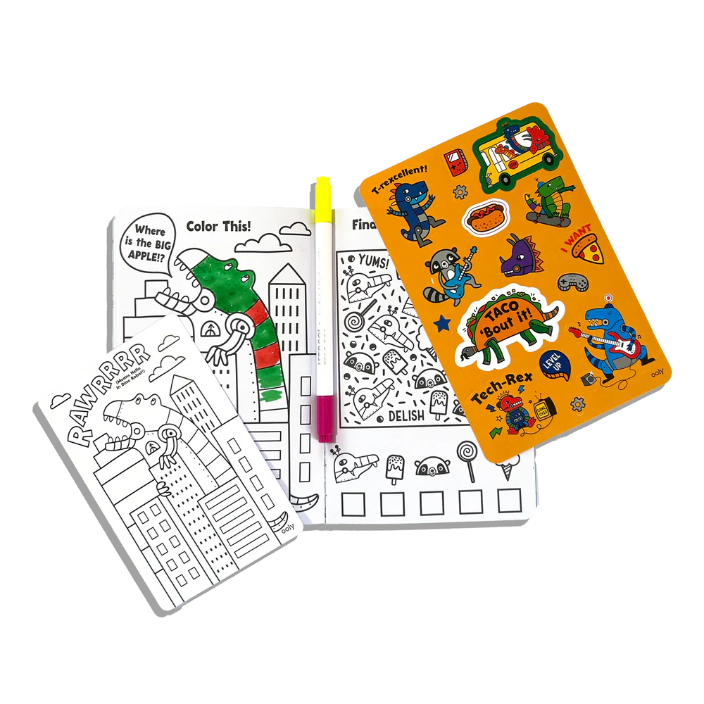 Let's Go! Activity & Coloring Kit - Robo Dinos