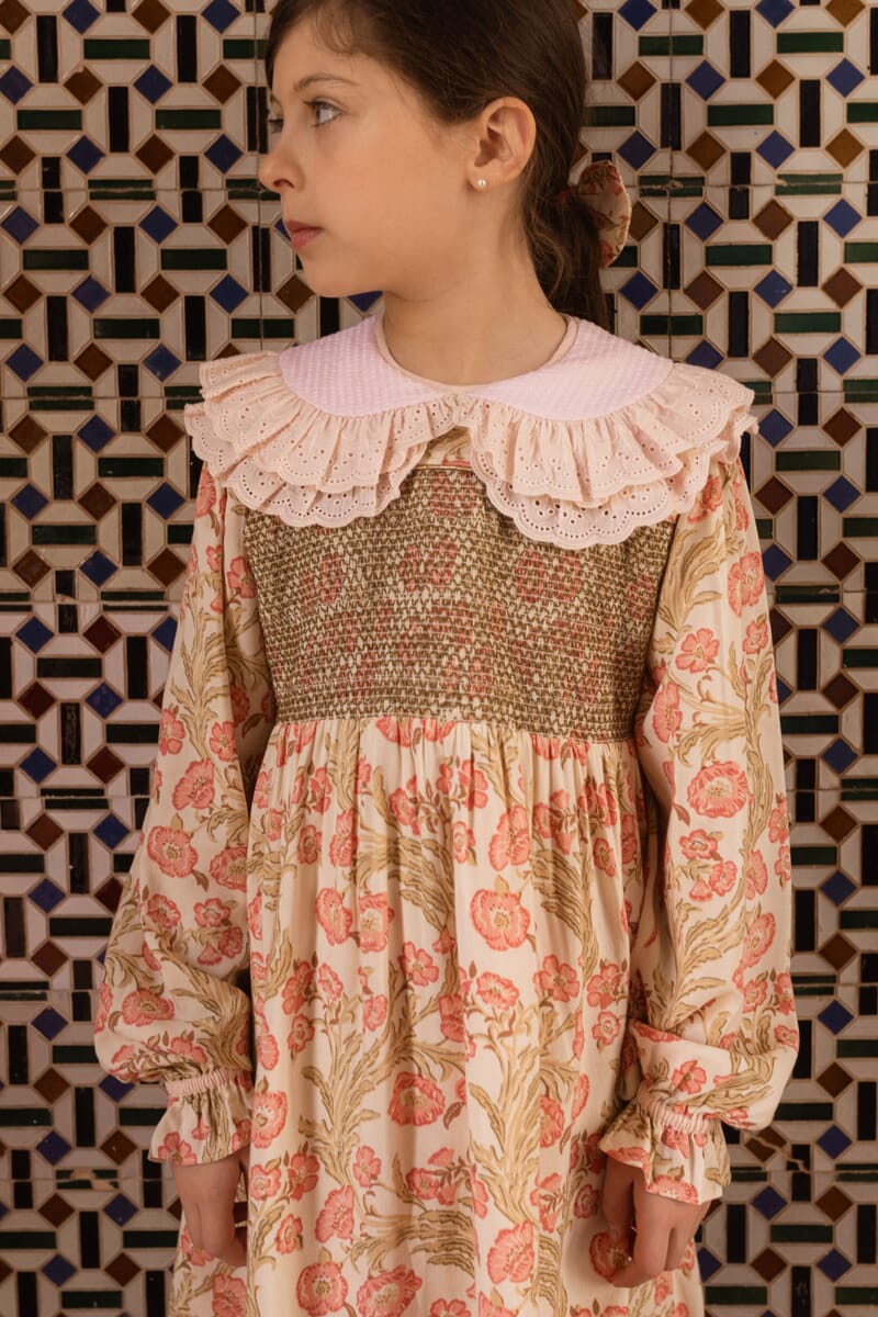 Bachaa Madeleine Dress in Promenade Enchantée block print